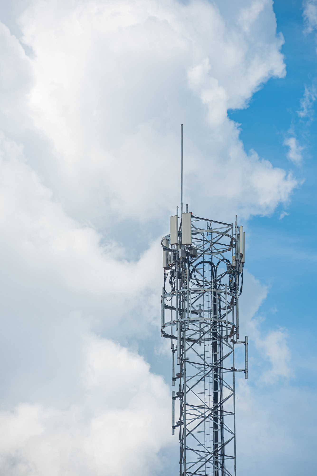 Telecommunication towers at sunset